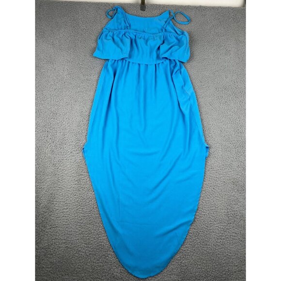 NERLEROLIAN Women Medium Blue Drawstring Adjustable Split Midi Dress Beachy NWT - Picture 9 of 11